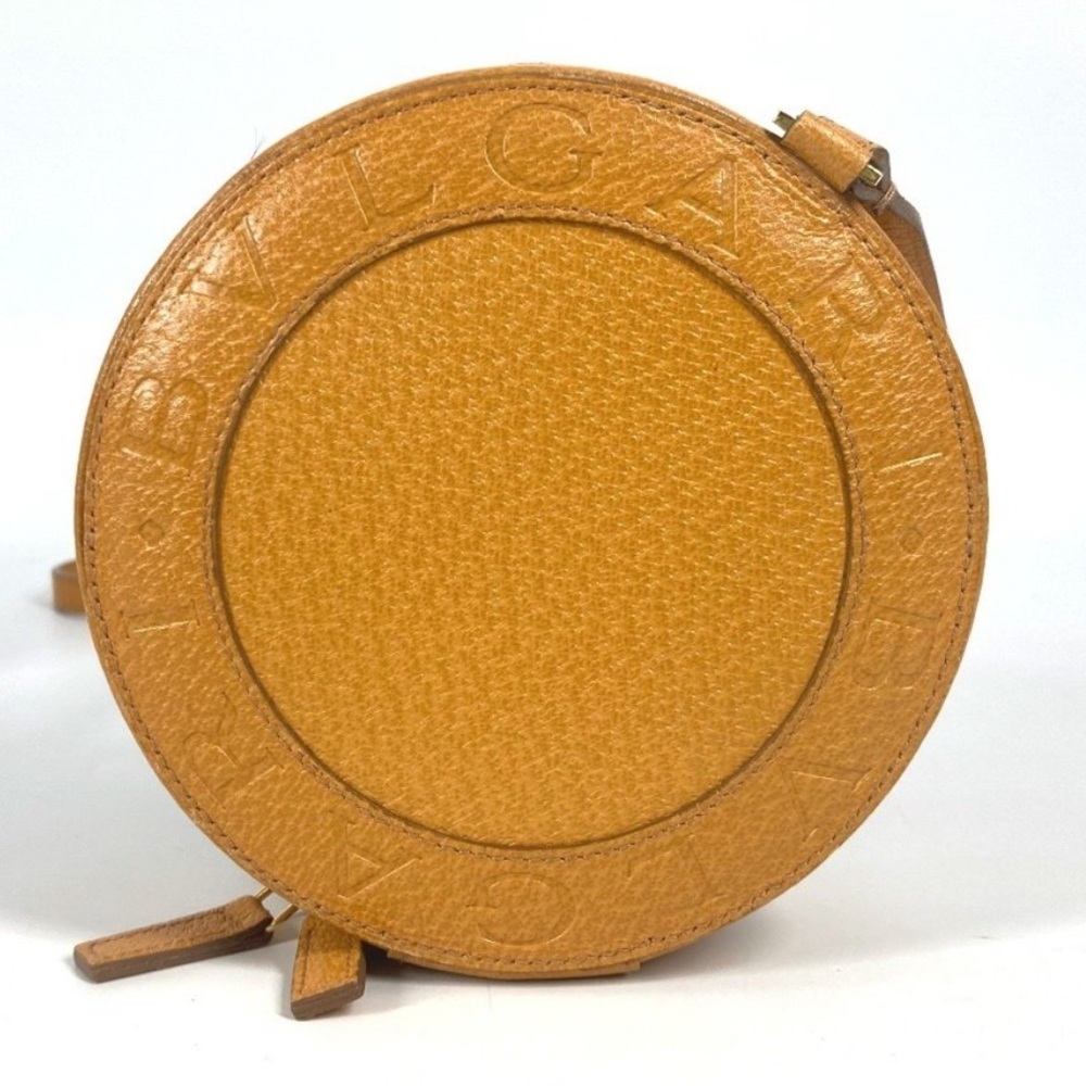 BVLGARI Bulgari Logo Circle Pochette Bag Crossbody Shoulder Leather Men Women...